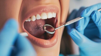 Dental Examination Close-up with Mirror