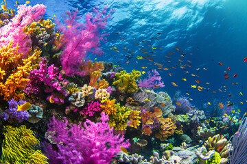 Fototapeta na wymiar Photo a coral reef garden filled with vibrant color