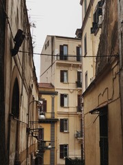 Old historic Italian architecture. Traditional European old town buildings in Naples, Italy. Vacation travel background