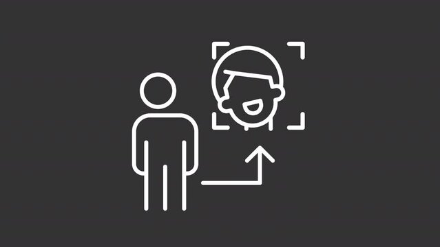 Virtual avatar white line animation. Person and user representation animated icon. User profile for social media. Black illustration on white background. HD video with alpha channel. Motion graphic