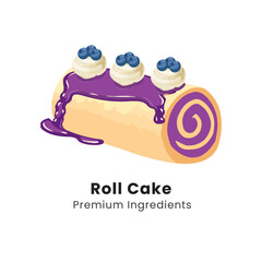Hand drawn vector illustration of roll cake