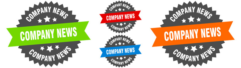company news sign. round ribbon label set. Seal