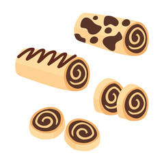 Hand drawn vector illustration of roll cake