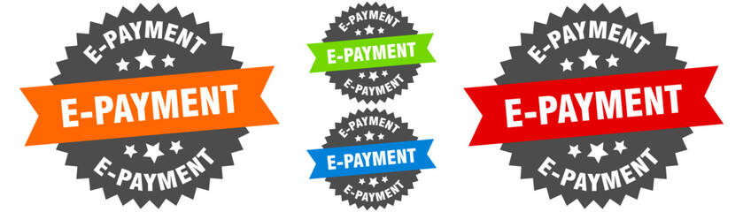 e-payment sign. round ribbon label set. Seal