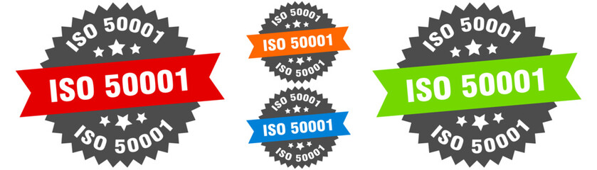 Fototapeta premium iso 50001 sign. round ribbon label set. Seal