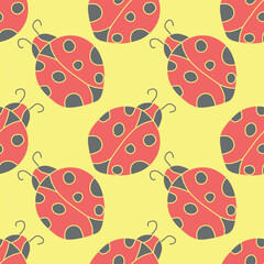 Seamless pattern with ladybugs. Summer ladybugs background