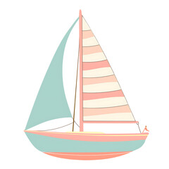 Cute cartoon sailboat clip art on transparent background PNG. - obrazy, fototapety, plakaty