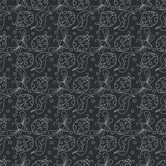 Seamless pattern with ladybugs. Summer ladybugs background