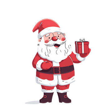 Cute clip art Santa Claus cartoon character on transparent background PNG