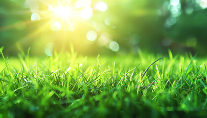 Relaxing grassy field, dewy, calm energy that promotes concentration - obrazy, fototapety, plakaty