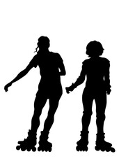 Silhouette athletes of roller skates on white background   - 767734770