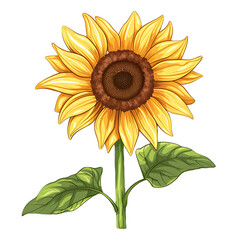Cute cartoon clip art of sunflower on transparent background PNG.