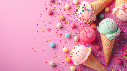 Lots of colorful ice cream.