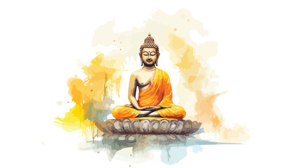 Watercolor Buddha Flat vector isolated on white background