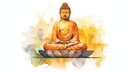 Fototapeta na wymiar Watercolor Buddha Flat vector isolated on white background
