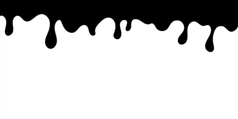 Droplets of oil, sauce or paint stand out on a transparent background. Dripping drops of black color