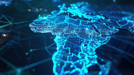 Digital map of Africa, concept of global network and connectivity, high speed data transfer and cyber technology, business exchange, information and telecommunication. Map for business