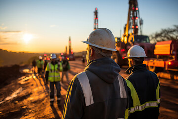 A group of workers at a drilling site.