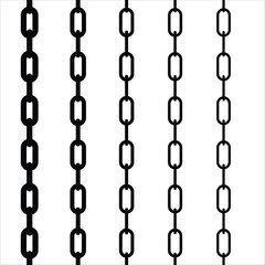 Conceptual illustration of black chains in different thicknesses. Chain links icon on a white background. 