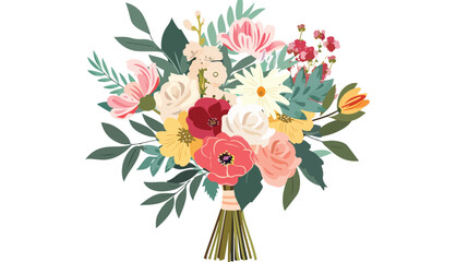 Wedding Bouquet Flat vector isolated on white background
