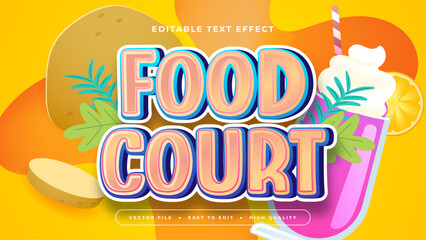 Orange blue and purple violet food court 3d editable text effect - font style