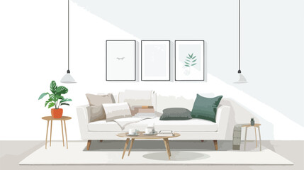 White room with sofa Scandinavian interior