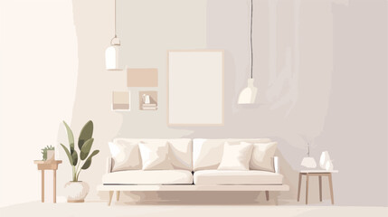 White room with sofa Scandinavian interior