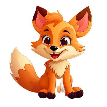 Cute fox clip art on transparent background PNG