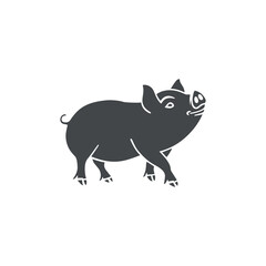 Vector pig isolated black on white background