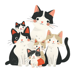 Cute clip art of cute cat on transparent background PNG, easy to use.