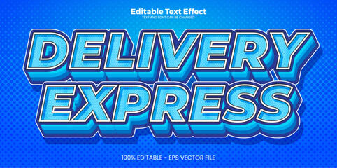 Delivery Express editable text effect in modern neon style