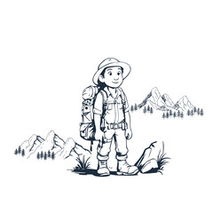 Conceptual Illustration of an Adventurous Explorer