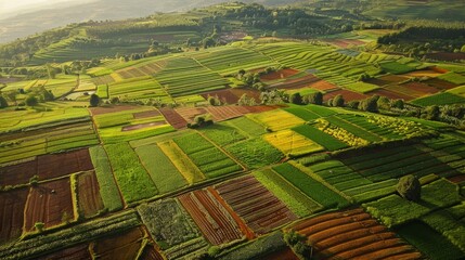 Fototapeta premium Aerial View of Lush Green Field