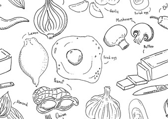 A hand-drawn food illustration set in a vintage sketch style
