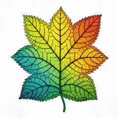 colorful autumn leaf isolated on white background. 3D illustration.