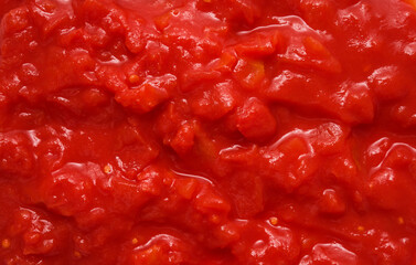 Tomato sauce close up background texture, top view