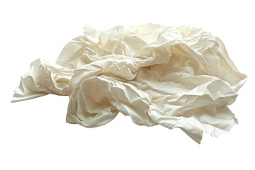 Crumpled white fabric  isolated on transparent background	