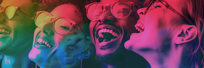 Fototapeta premium A group of friends sharing a laugh, displayed in vibrant colors