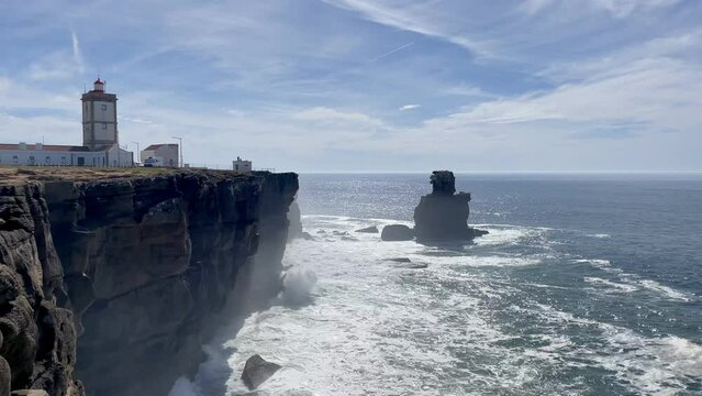Panoramic view of Cabo Carvoeiro lighthouse, Peniche, Portugal.
