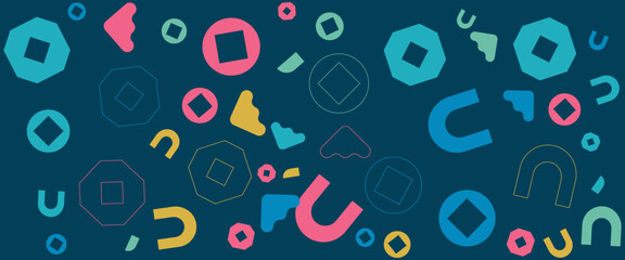 Colorful vector modern minimalist and simple abstract banner with memphis geometric style. For presentation background, banner, background, poster, certificate, annual report, cover