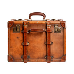 Vintage suitcase. Isolated on transparent background.