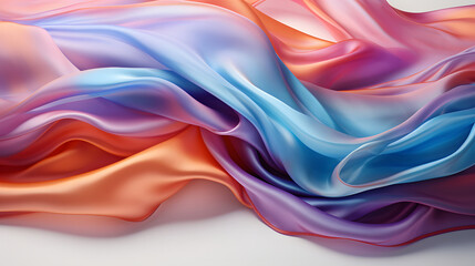 Rainbow Wavy smooth wavy elegant holographic silk cloth texture design neon curved wave Satin series shot Background Generative AI 