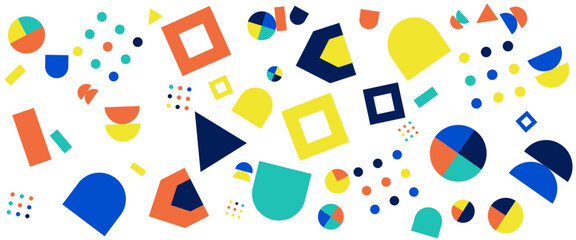 Colorful vector modern minimalist and simple abstract banner with memphis geometric style. For presentation background, banner, background, poster, certificate, annual report, cover