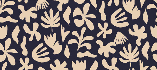 Minimalist abstract seamless pattern illustration.African organic  plant shape  simple boho ornament