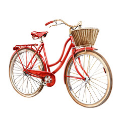 Cute clipart of red bicycle on transparent background PNG is easy to use.