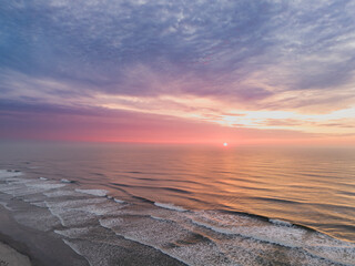 Scenic view of sunrise over the sea in Wildwood, New Jersey