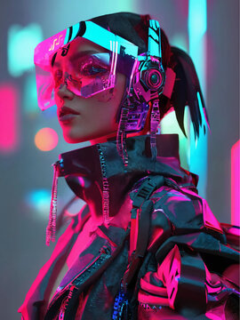 Cyberpunk girl with glasses