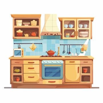 Kitchen interior design symbol icon cartoon vector