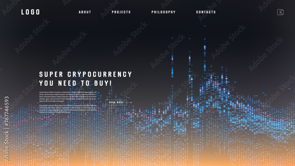 Poster landing page abstract design with big data. template for website or app.