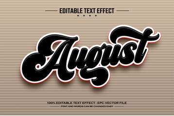 August 3D editable text effect template - obrazy, fototapety, plakaty